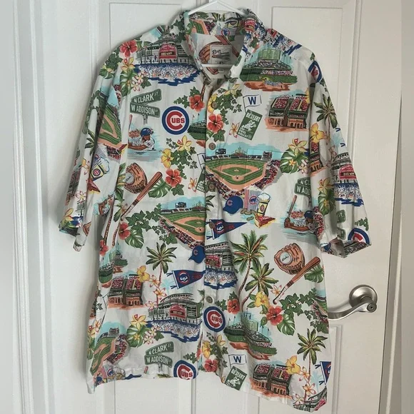 Reyn Spooner Chicago Cubs Hawaiian Shirt Men XXL All Over Print MLB Aloha (0313) - Picture 3 of 6